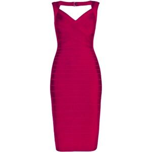 Herve Leger Sarai bandage dress in dark maroon